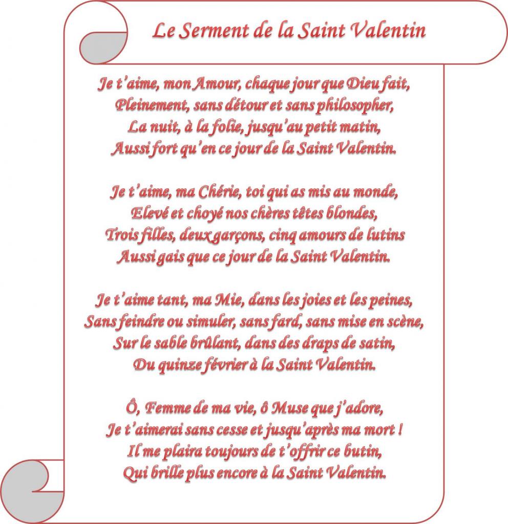 LE SERMENT DE LA SAINT VALENTIN