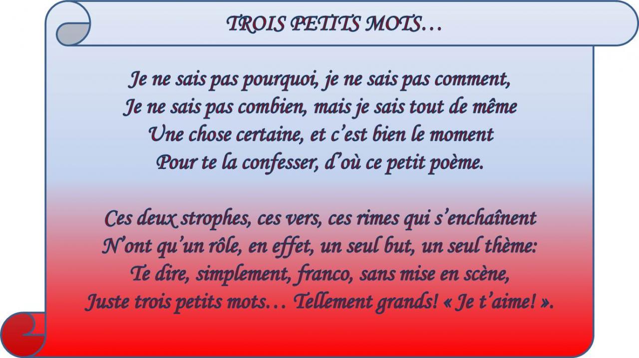 TROIS PETITS MOTS...